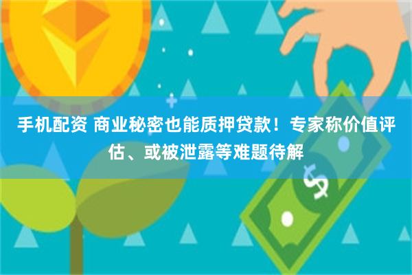 手机配资 商业秘密也能质押贷款！专家称价值评估、或被泄露等难题待解