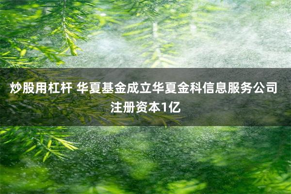 炒股用杠杆 华夏基金成立华夏金科信息服务公司 注册资本1亿