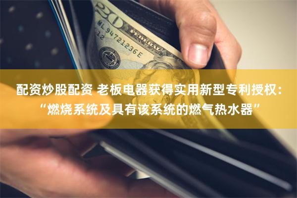 配资炒股配资 老板电器获得实用新型专利授权：“燃烧系统及具有该系统的燃气热水器”