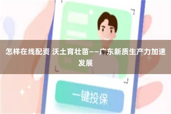 怎样在线配资 沃土育壮苗——广东新质生产力加速发展