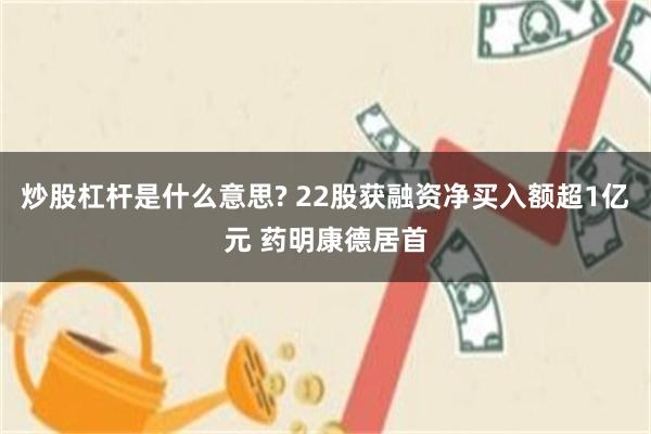 炒股杠杆是什么意思? 22股获融资净买入额超1亿元 药明康德居首
