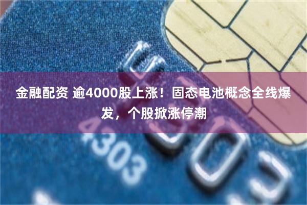 金融配资 逾4000股上涨！固态电池概念全线爆发，个股掀涨停潮