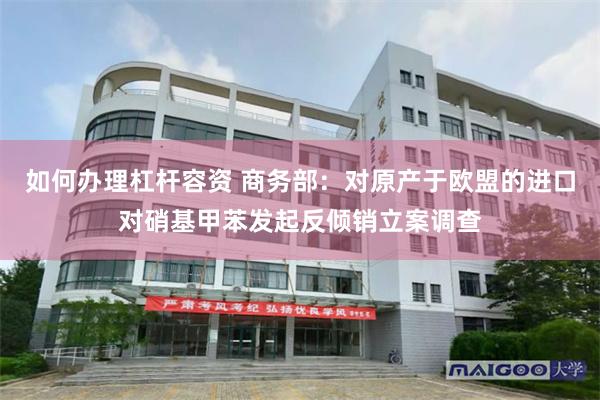 如何办理杠杆容资 商务部：对原产于欧盟的进口对硝基甲苯发起反倾销立案调查